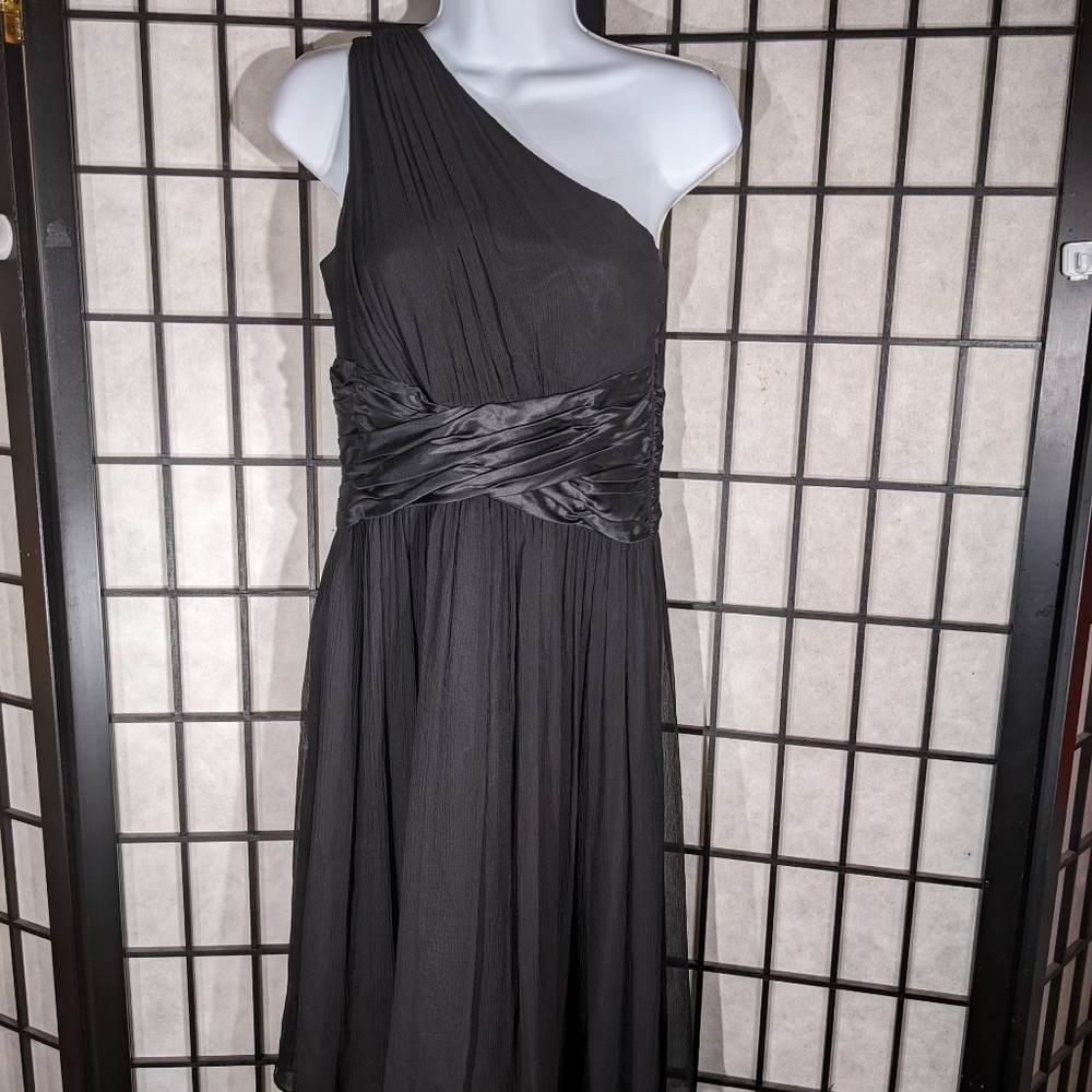 Maggie London Black One Shoulder Cocktail Dress  8